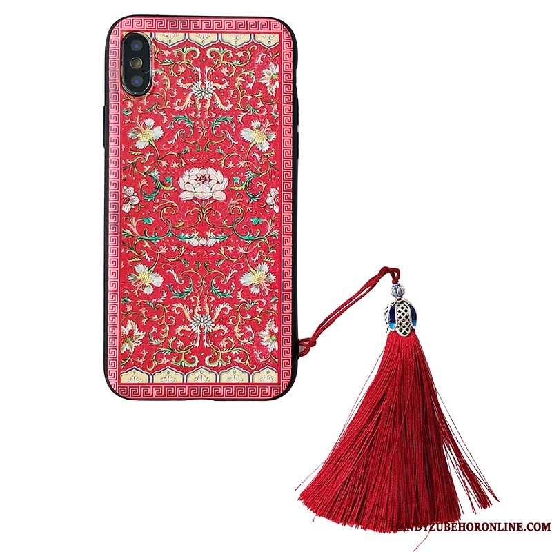 Hoesje iPhone Xs Paleis Rood, Hoes iPhone Xs Wind Kwasten