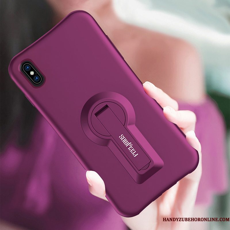 Hoesje iPhone Xs Siliconen Anti-falltelefoon, Hoes iPhone Xs Zacht Purper Hanger