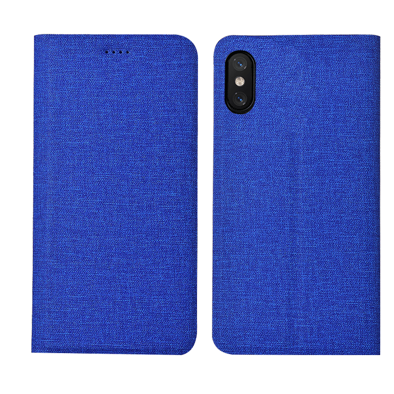 Hoesje iPhone Xs Siliconen Blauw Trend, Hoes iPhone Xs Leer Telefoon High End