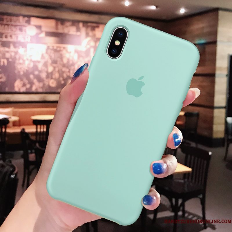 Hoesje iPhone Xs Siliconen Groen Anti-fall, Hoes iPhone Xs Bescherming Net Redtelefoon