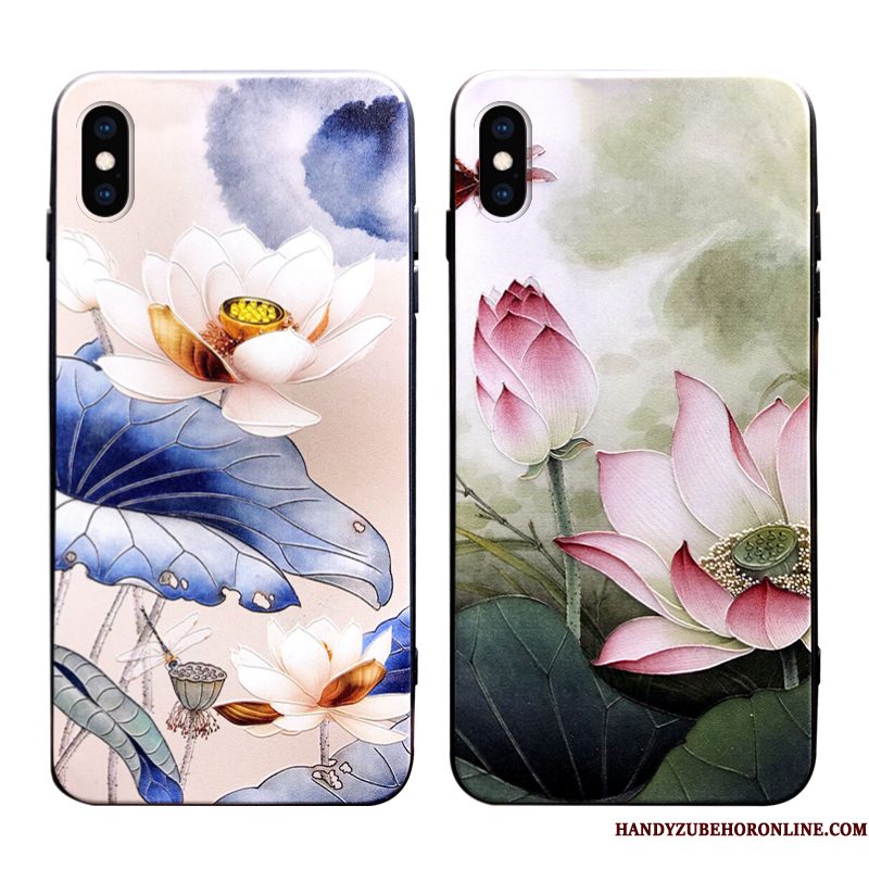 Hoesje iPhone Xs Zacht Bloemen Anti-fall, Hoes iPhone Xs Siliconen Persoonlijk Nieuw