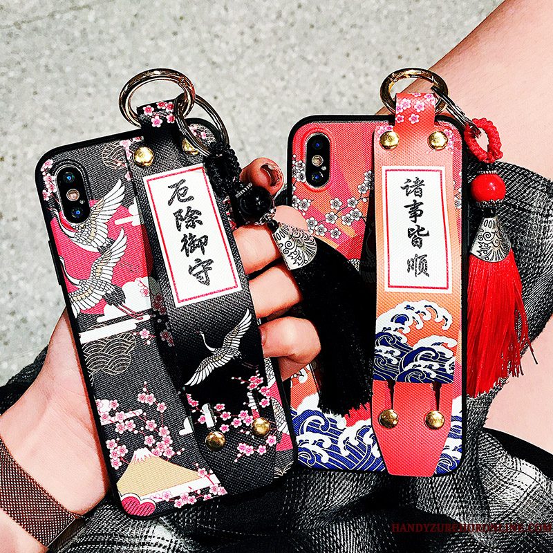 Hoesje iPhone Xs Zacht Chinese Stijl Anti-fall, Hoes iPhone Xs Zakken Nieuw Zwart