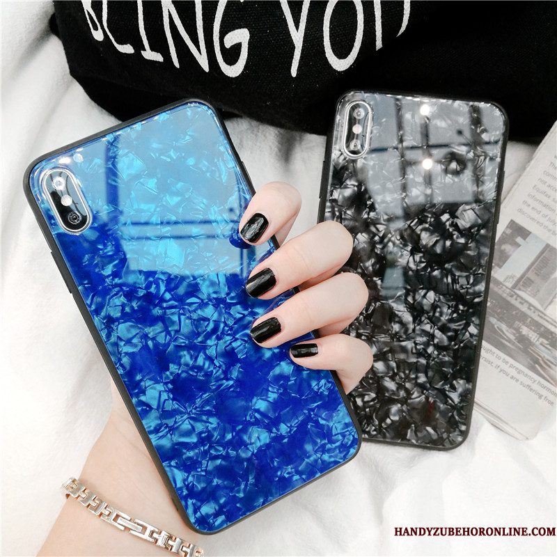 Hoesje iPhone Xs Zakken Blauw Glas, Hoes iPhone Xs Bescherming Telefoon Lovers