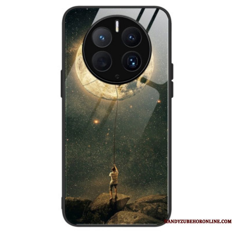 Hoesje voor Huawei Mate 50 Pro Moon Man Gehard Glas