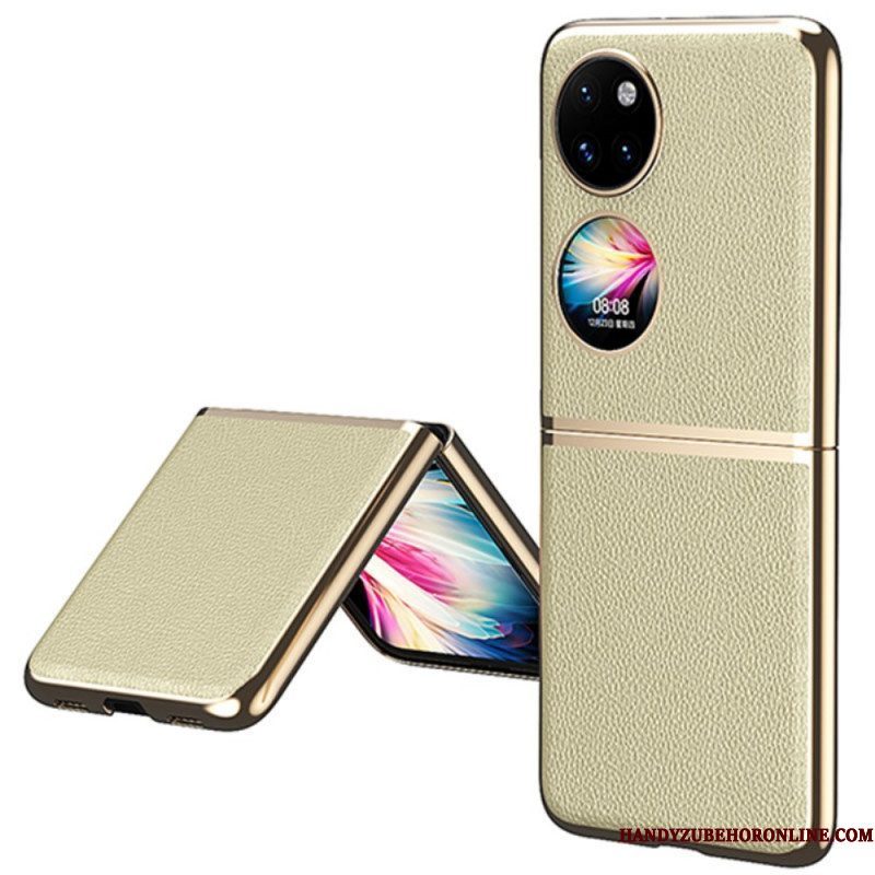 Hoesje voor Huawei P50 Pocket Randen Van Kunstleer In Metaalstijl