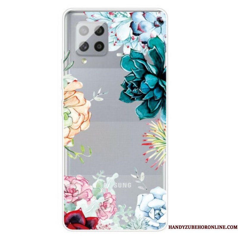 Hoesje voor Samsung Galaxy A42 5G Naadloze Aquarel Bloemen