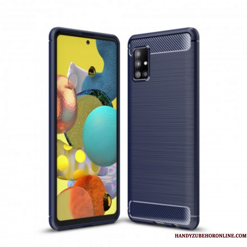 Hoesje voor Samsung Galaxy A51 5G Geborstelde Koolstofvezel