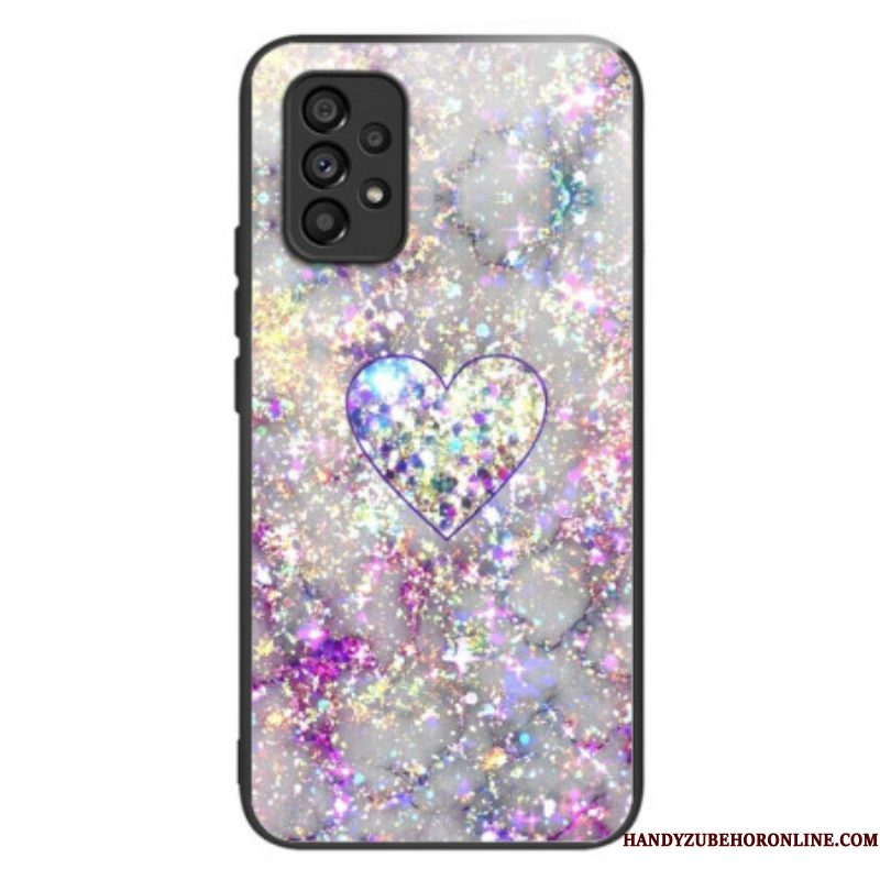 Hoesje voor Samsung Galaxy A53 5G Glitter Hart Gehard Glas