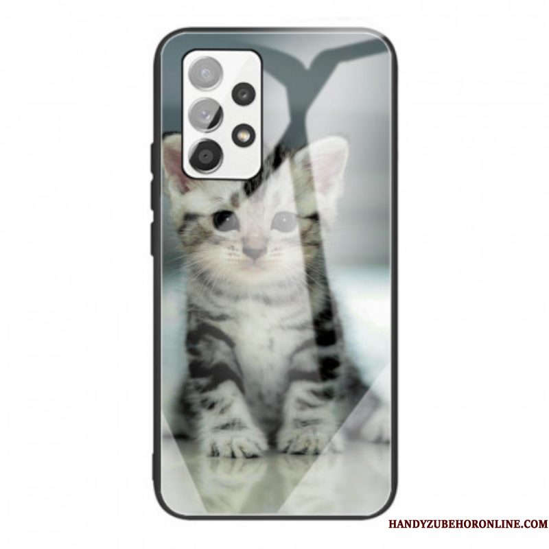 Hoesje voor Samsung Galaxy A53 5G Kitten Gehard Glas