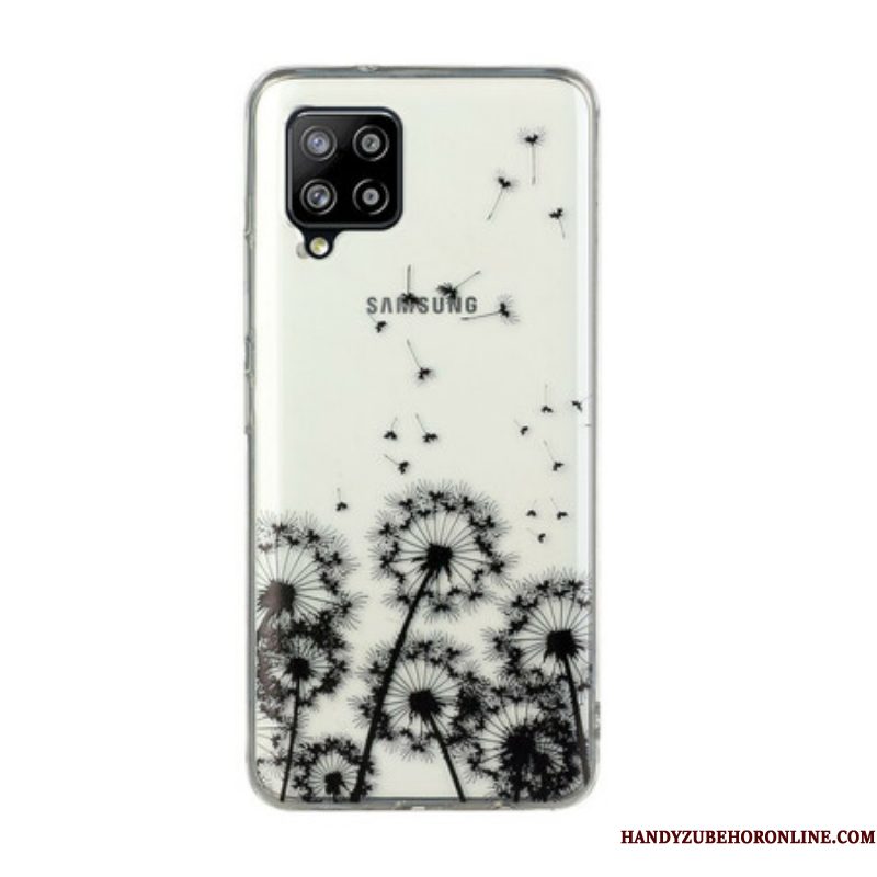 Hoesje voor Samsung Galaxy M12 / A12 Naadloze Zwarte Paardebloemen