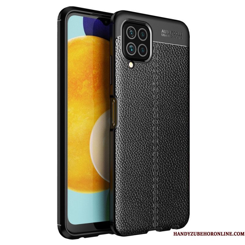 Hoesje voor Samsung Galaxy M32 Dubbellijnig Litchi-leereffect