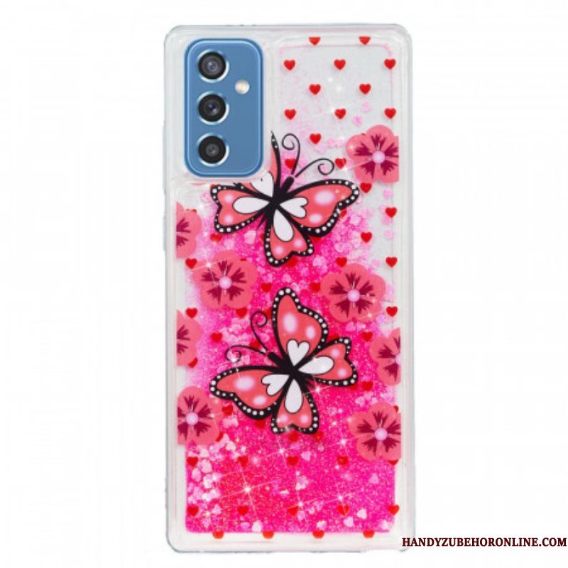 Hoesje voor Samsung Galaxy M52 5G Roze Vlinders