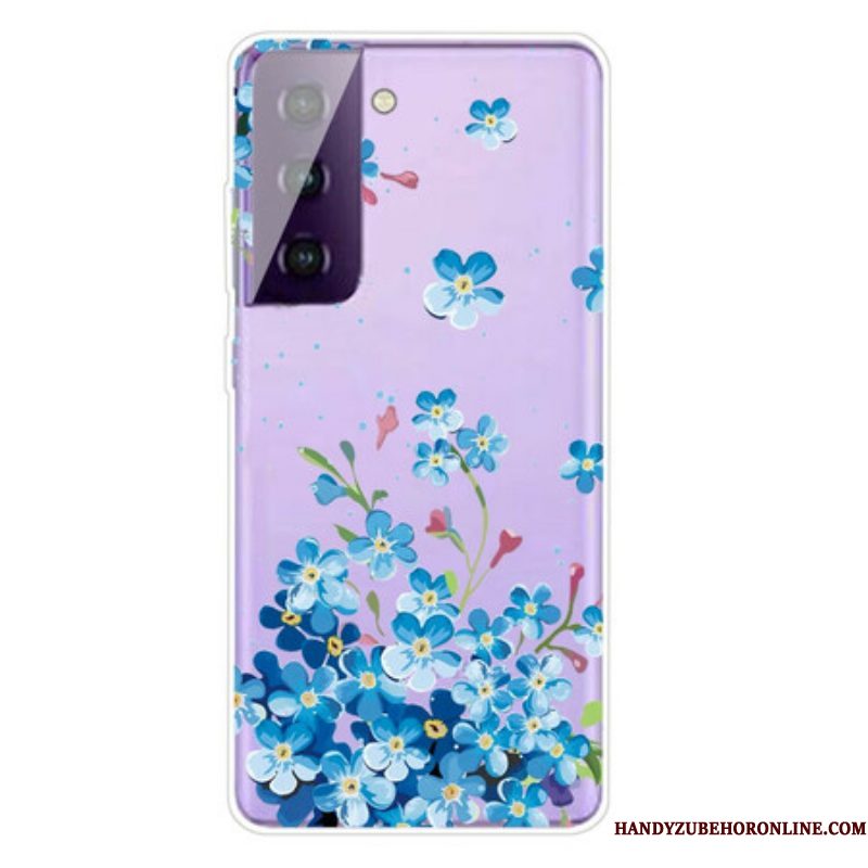 Hoesje voor Samsung Galaxy S21 5G Blauwe Bloemen