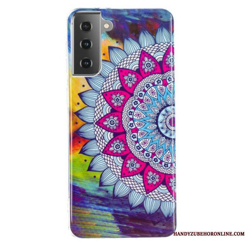 Hoesje voor Samsung Galaxy S21 5G Fluorescerende Kleurrijke Mandala