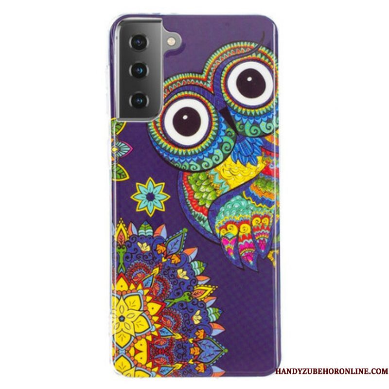 Hoesje voor Samsung Galaxy S21 5G Fluorescerende Uil Mandala