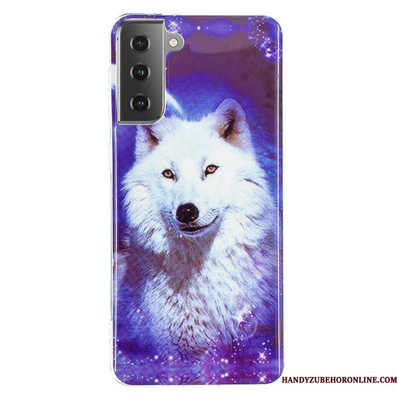 Hoesje voor Samsung Galaxy S21 5G Fluorescerende Wolf-serie