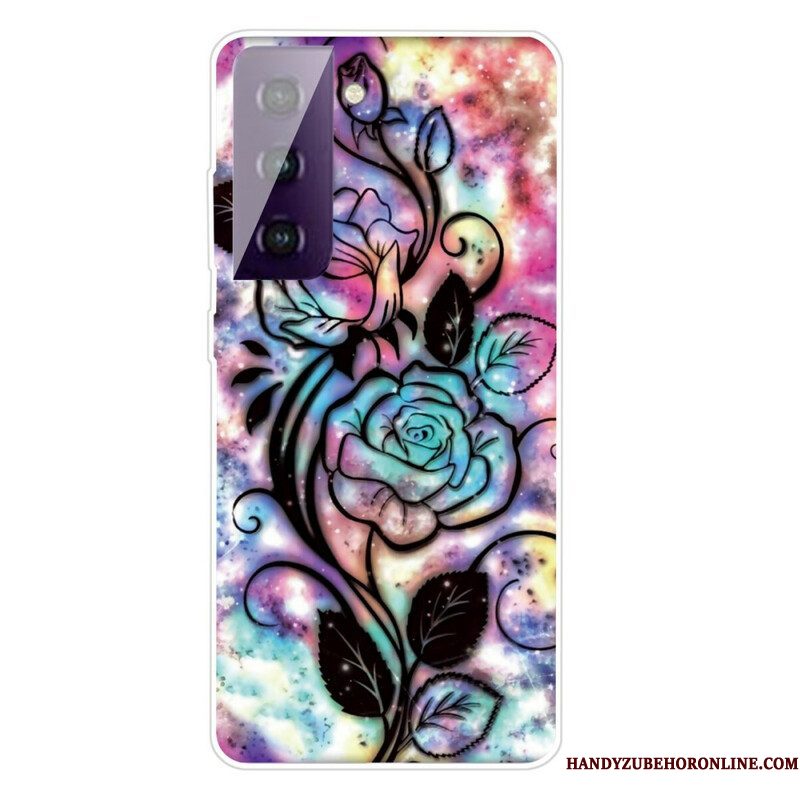 Hoesje voor Samsung Galaxy S21 FE Grafische Bloemen