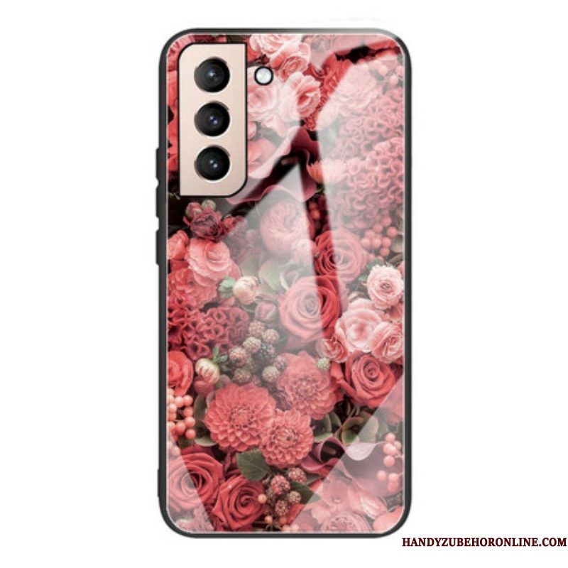 Hoesje voor Samsung Galaxy S21 FE Rose Bloemen Gehard Glas