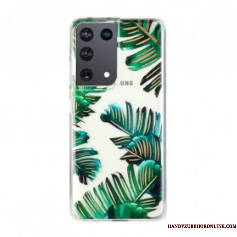 Hoesje voor Samsung Galaxy S21 Ultra 5G Naadloze Groene Bladeren