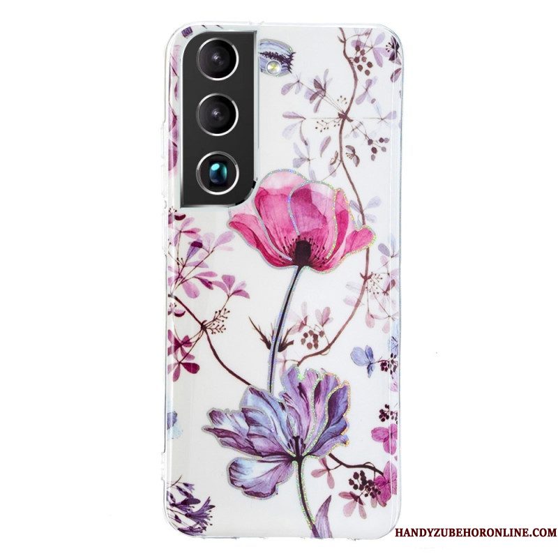 Hoesje voor Samsung Galaxy S22 Plus 5G Gemarmerde Bloemen