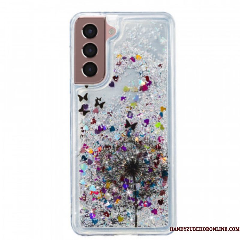 Hoesje voor Samsung Galaxy S22 Plus 5G Glitter Paardebloemen