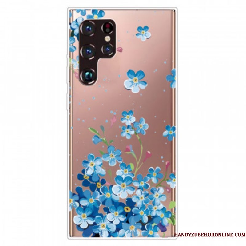 Hoesje voor Samsung Galaxy S22 Ultra 5G Blauwe Bloemen