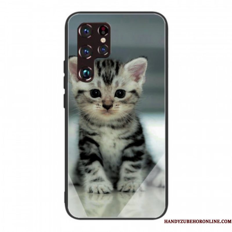 Hoesje voor Samsung Galaxy S22 Ultra 5G Kitten Gehard Glas