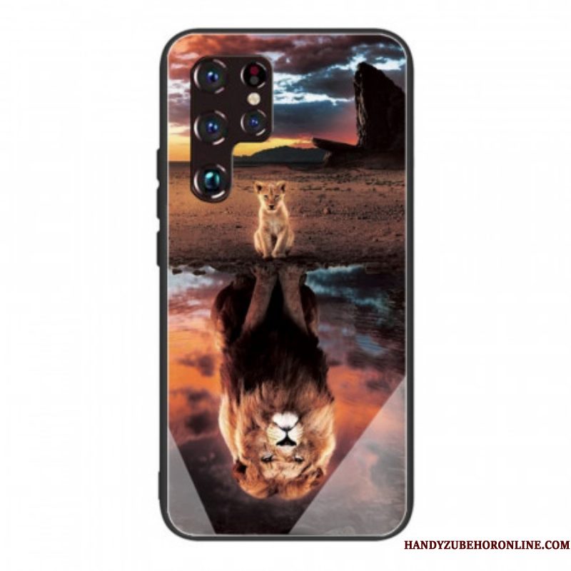 Hoesje voor Samsung Galaxy S22 Ultra 5G Lion Cub's Dream Gehard Glas