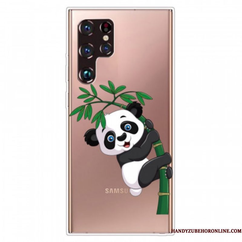Hoesje voor Samsung Galaxy S22 Ultra 5G Panda Op Bamboe