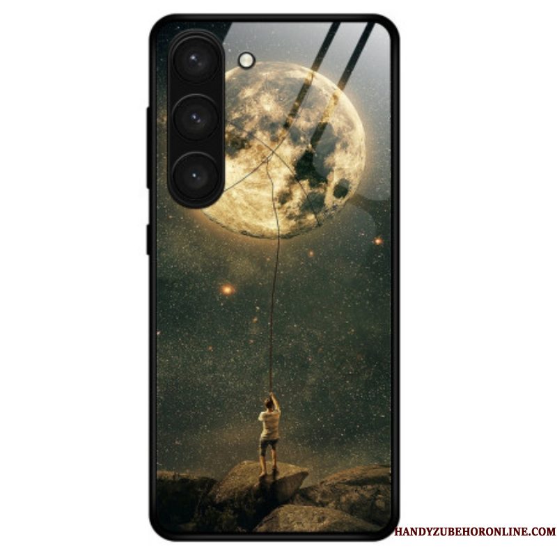 Hoesje voor Samsung Galaxy S23 Plus 5G Moon Man Gehard Glas