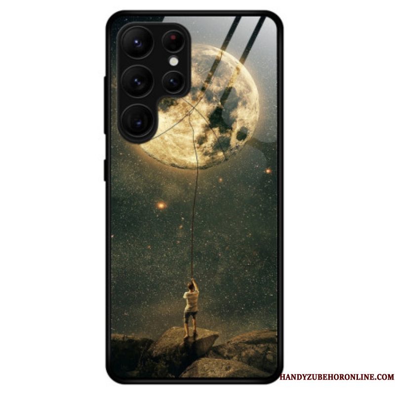 Hoesje voor Samsung Galaxy S23 Ultra 5G Moon Man Gehard Glas