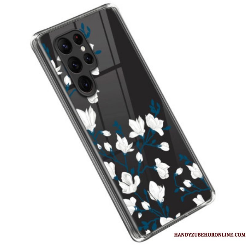 Hoesje voor Samsung Galaxy S23 Ultra 5G Witte Bloemen