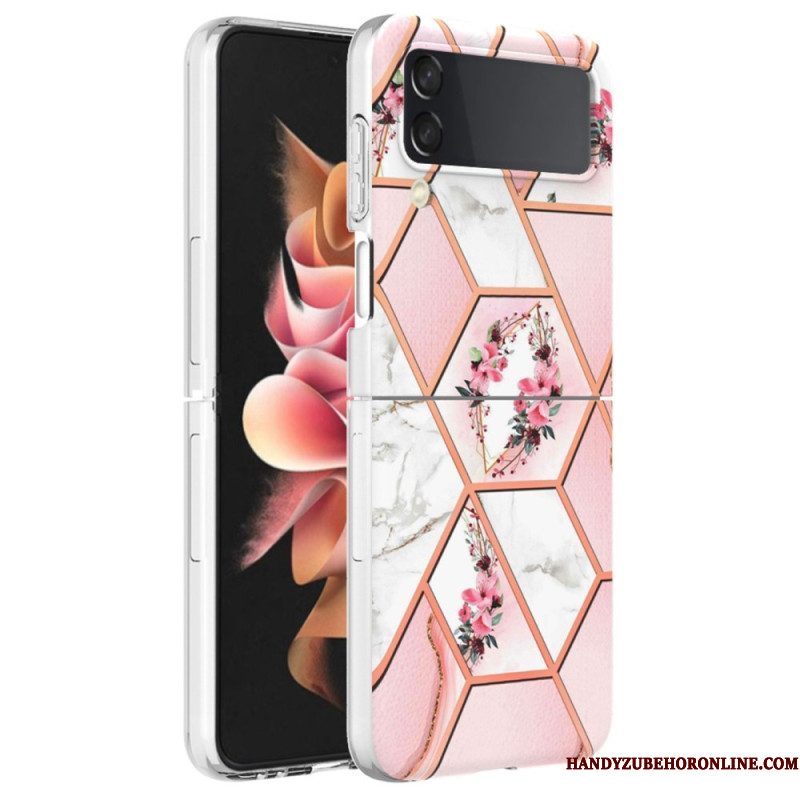 Hoesje voor Samsung Galaxy Z Flip 4 Folio-hoesje Bloemen Marmer