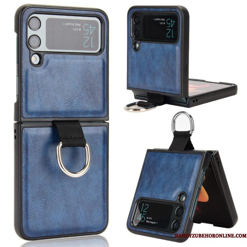 Hoesje voor Samsung Galaxy Z Flip 4 Folio-hoesje Leren Stijl Met Ring