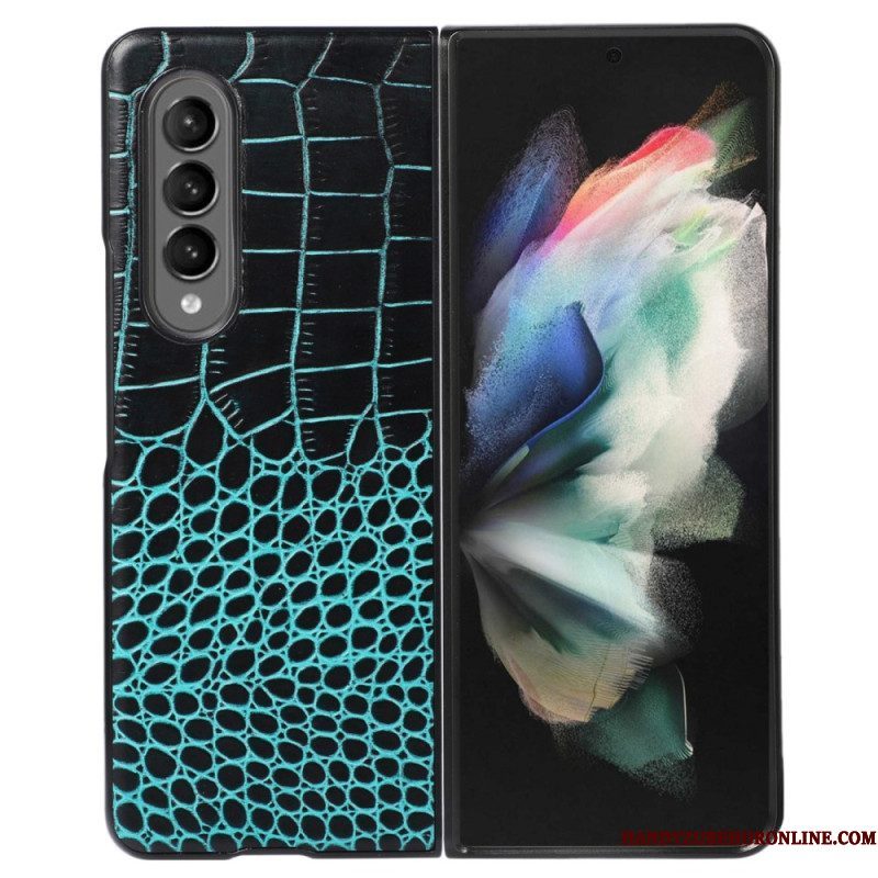 Hoesje voor Samsung Galaxy Z Fold 4 Trendy Echt Leer Met Krokodileffect