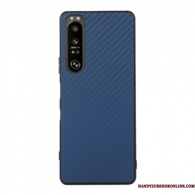 Hoesje voor Sony Xperia 1 III Koolstofvezeltextuur Met Leereffect