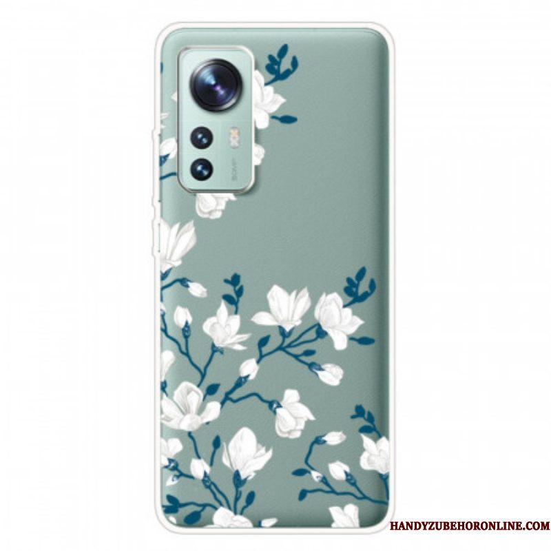 Hoesje voor Xiaomi 12 Pro Siliconen Witte Bloemen