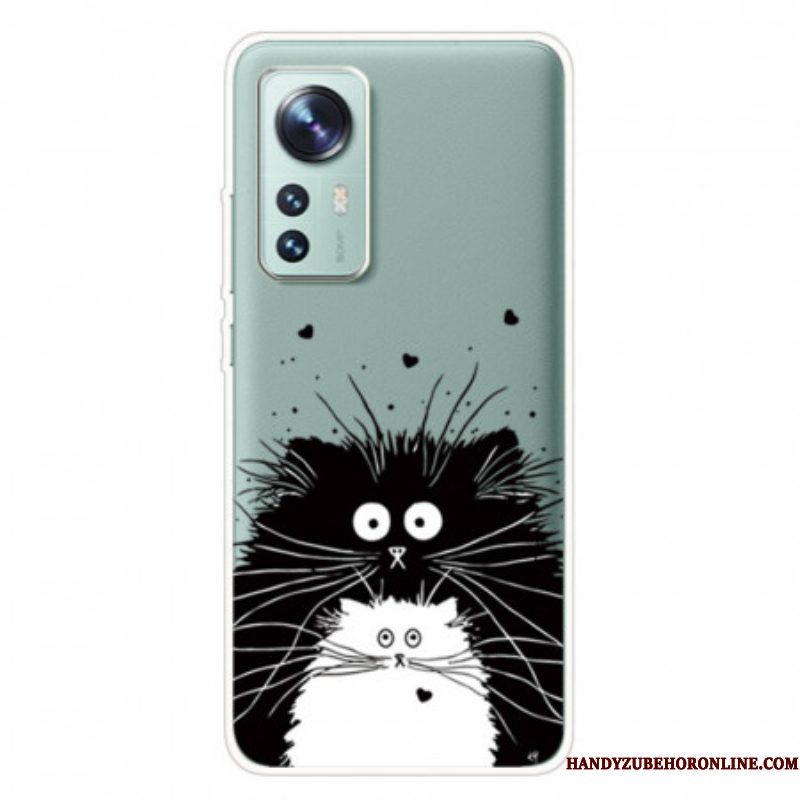 Hoesje voor Xiaomi 12 Pro Siliconen Zwart-witte Katten