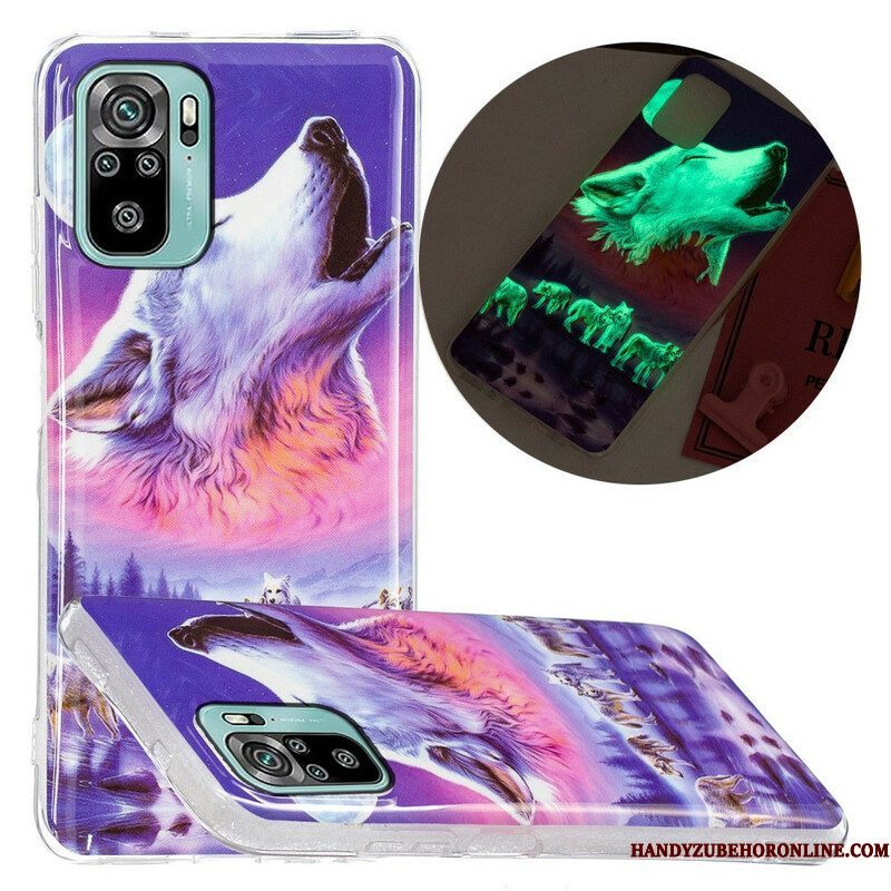 Hoesje voor Xiaomi Redmi Note 10 / 10S Fluorescerende Wolf-serie