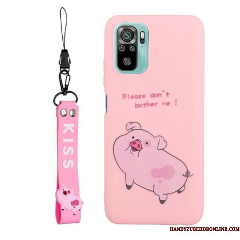 Hoesje voor Xiaomi Redmi Note 10 / 10S Varken Met Lanyard Kiss