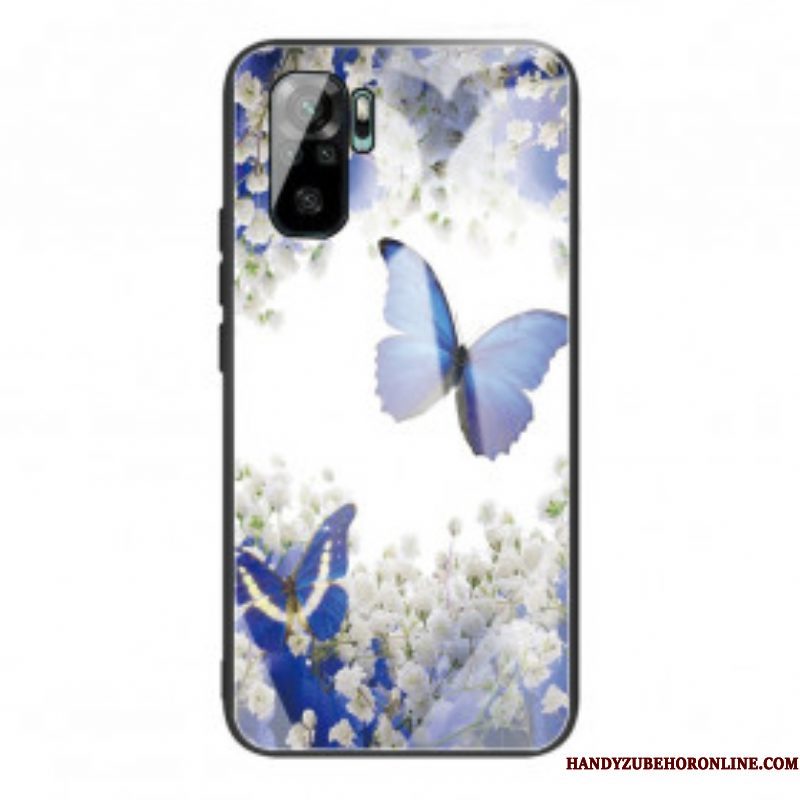 Hoesje voor Xiaomi Redmi Note 10 / 10S Vlinders Design Gehard Glas