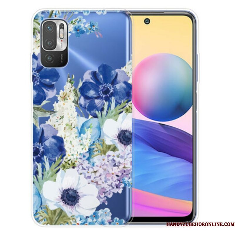 Hoesje voor Xiaomi Redmi Note 10 5G Waterverf Blauwe Bloemen