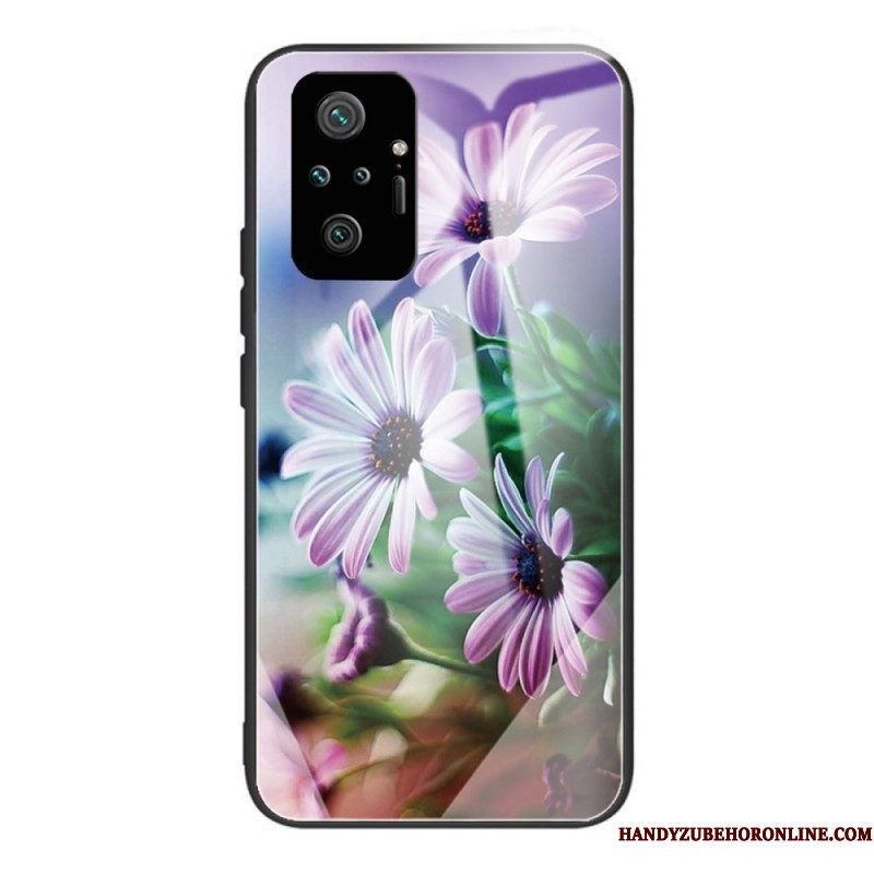 Hoesje voor Xiaomi Redmi Note 10 Pro Gehard Glas Realistische Bloemen