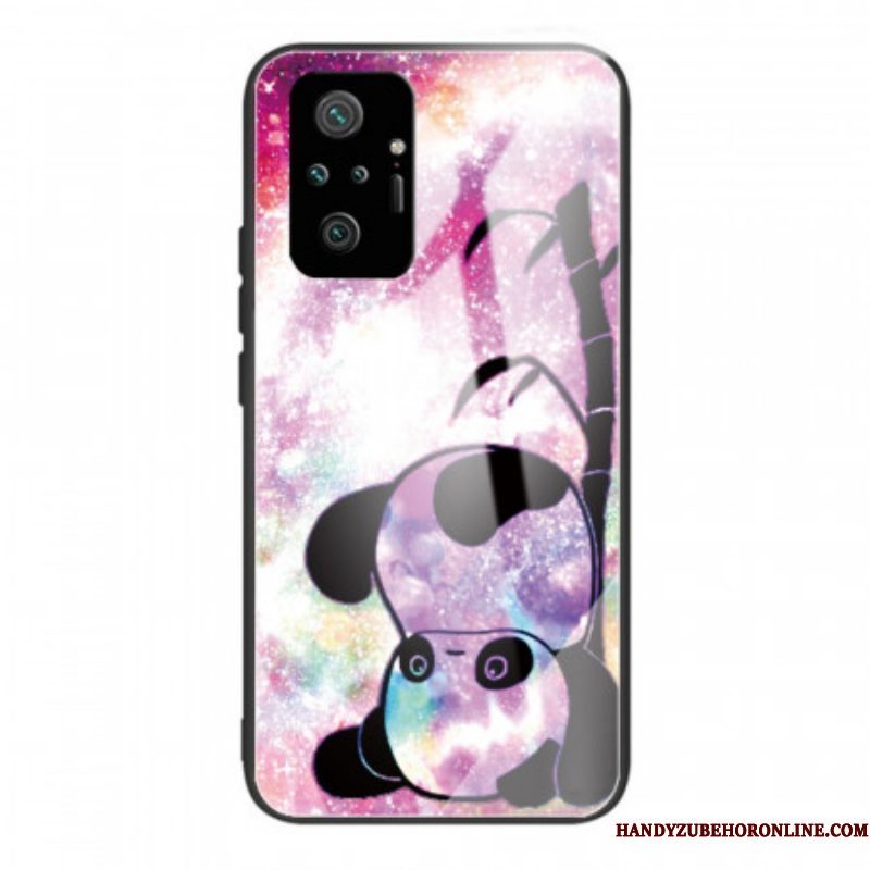 Hoesje voor Xiaomi Redmi Note 10 Pro Panda En Bamboe Gehard Glas