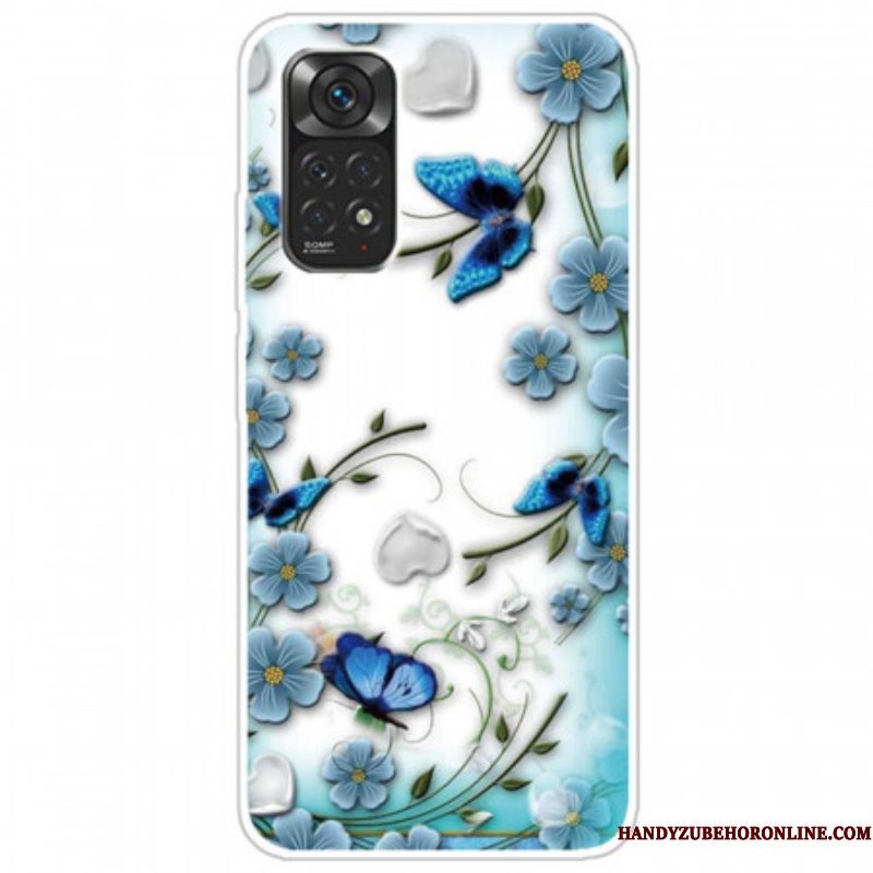 Hoesje voor Xiaomi Redmi Note 11 / 11S Naadloze Retro Vlinders En Bloemen