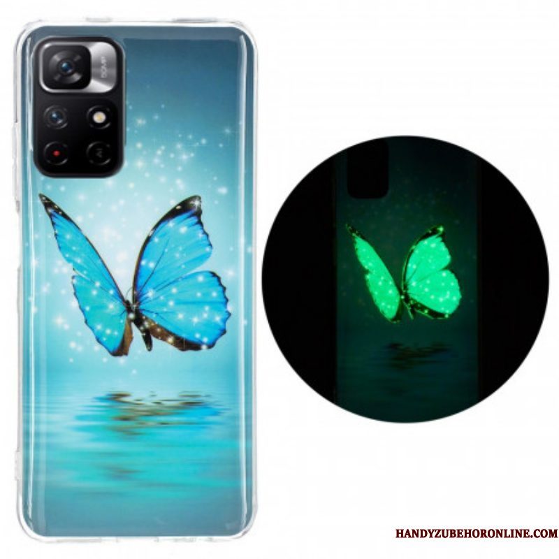 Hoesje voor Xiaomi Redmi Note 11 Pro Plus 5G Fluorescerende Blauwe Vlinder