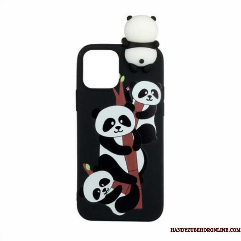 Hoesje voor iPhone 13 Mini 3d Panda's Op Bamboe