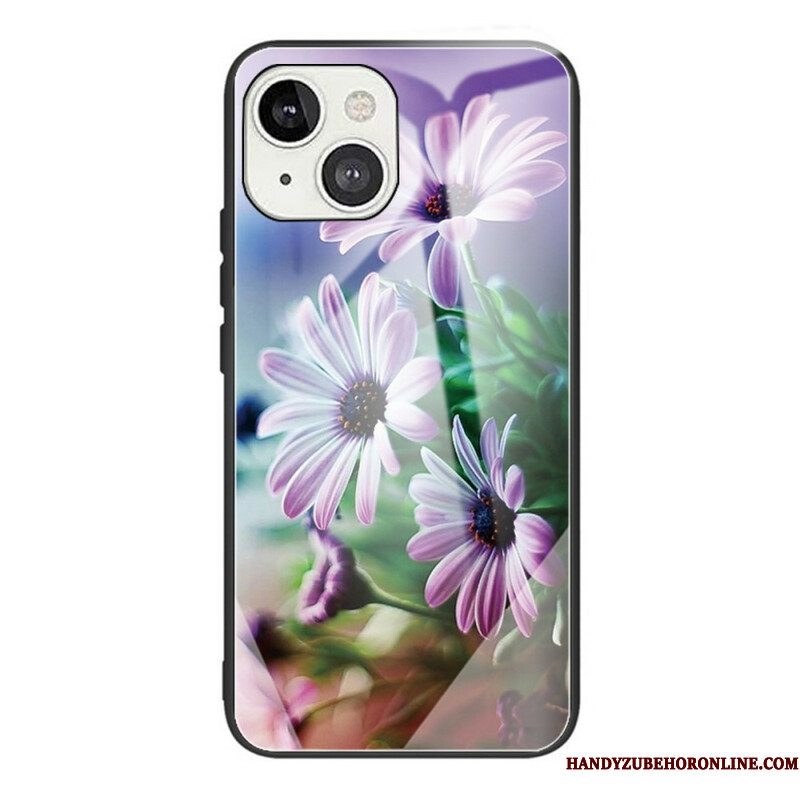 Hoesje voor iPhone 13 Mini Gehard Glas Realistische Bloemen