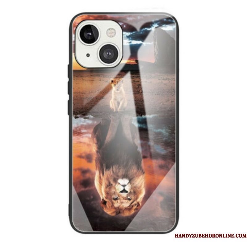 Hoesje voor iPhone 13 Mini Lion Cub's Dream Gehard Glas