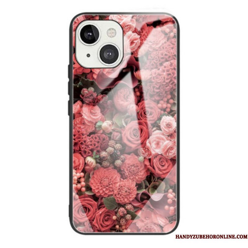 Hoesje voor iPhone 13 Mini Rose Bloemen Gehard Glas